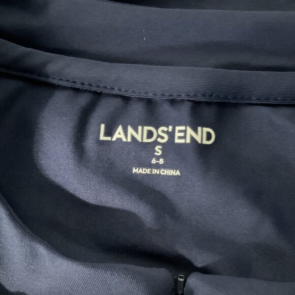 Lands End Womens S Cover Up Swim Top Rash Guard Ruched Sides 1/2 Zip Embroidered - Picture 2 of 10